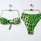 Bikini Verde Neon Animal Print Leopard Tiro Alto Strapless (S) NUEVO - Miniatura 3