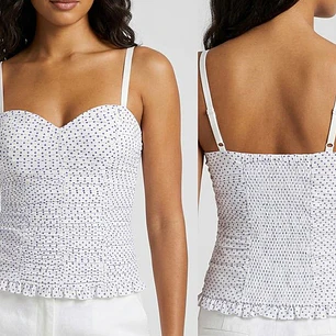 Bustier con Estampado, Drapeado y Espalda Elasticada GUESS (S-M) SHOWROOM