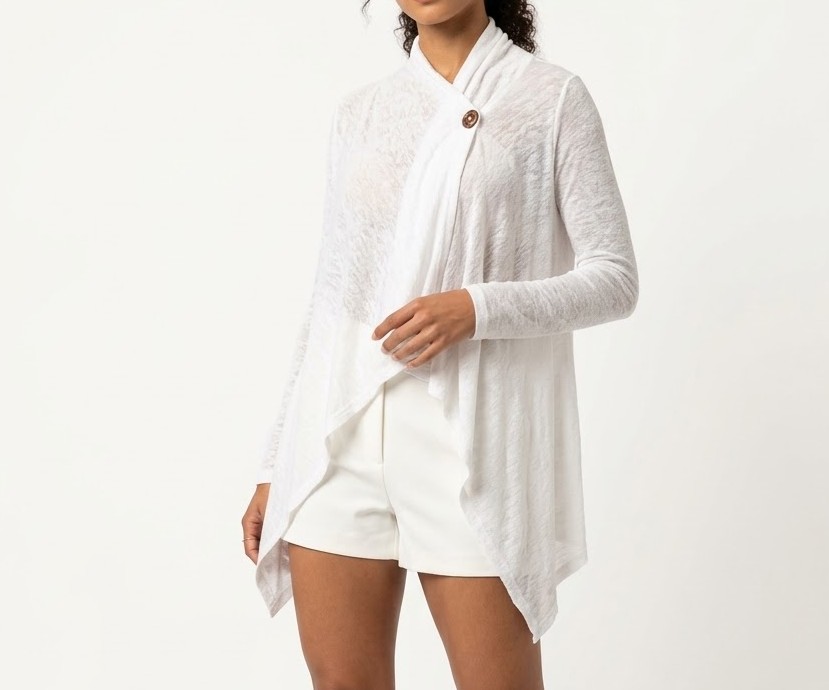 Cardigan Asimétrico con Cuello Chal y Botón Decorativo BOBEAU MADE IN MEXICO (S-M) NUEVO CON ETIQUETAS 1