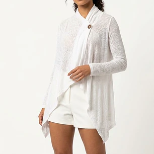 Cardigan Asimétrico con Cuello Chal y Botón Decorativo BOBEAU MADE IN MEXICO (S-M) NUEVO CON ETIQUETAS