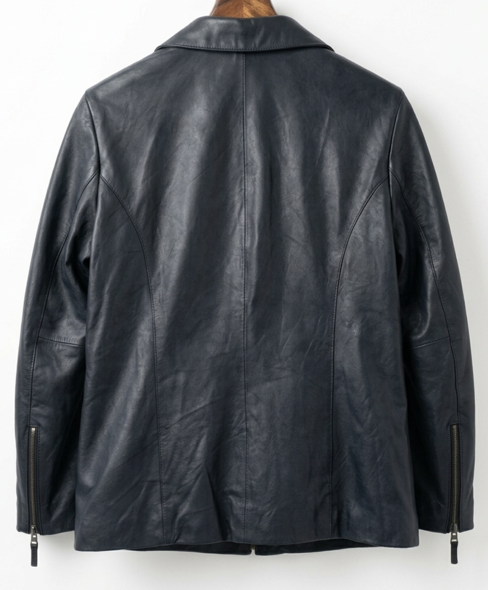 Chaqueta 100% Cuero Troquelado Cierres DISEGNO BOSS ITALY (S-M)  3