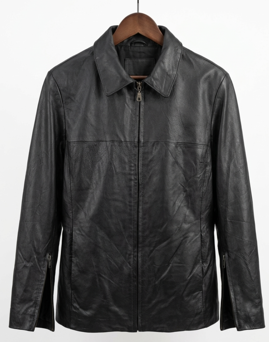 Chaqueta 100% Cuero Troquelado Cierres DISEGNO BOSS ITALY (S-M)  4