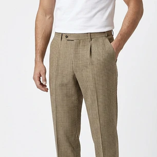 Pantalón 100% Lana Vírgen Diseño Pinzas Club Check HILTL GERMANY (L) 