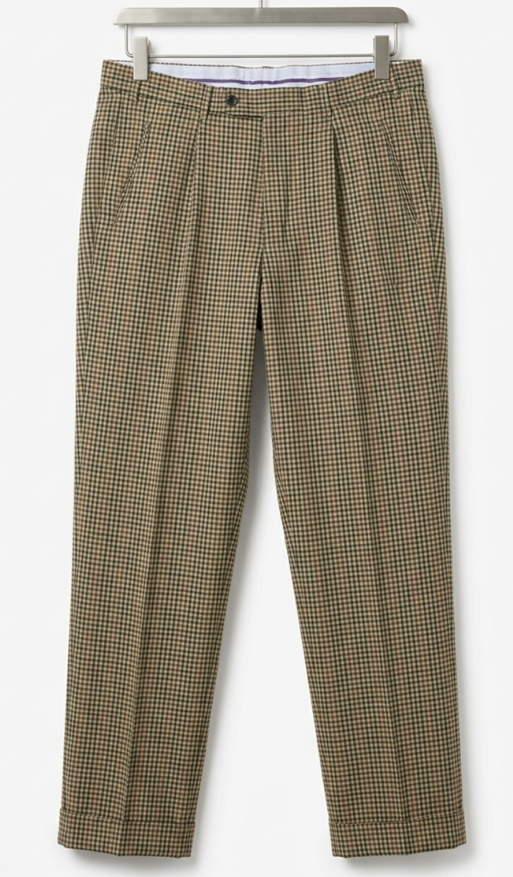 Pantalón 100% Lana Vírgen Diseño Pinzas Club Check HILTL GERMANY (L)  4
