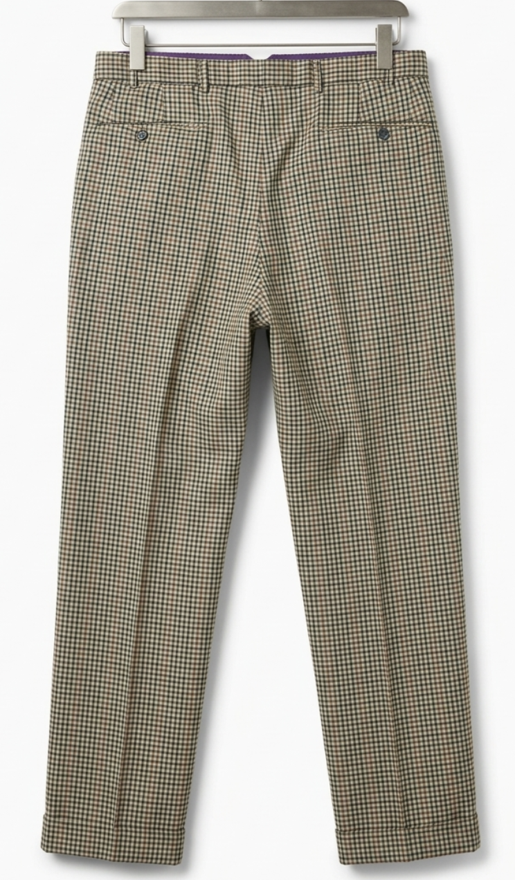 Pantalón 100% Lana Vírgen Diseño Pinzas Club Check HILTL GERMANY (L)  5