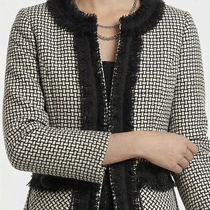 Chaqueta Tweed Flecos Chifon Pedrería WHITE HOUSE BLACK MARKET (XS)