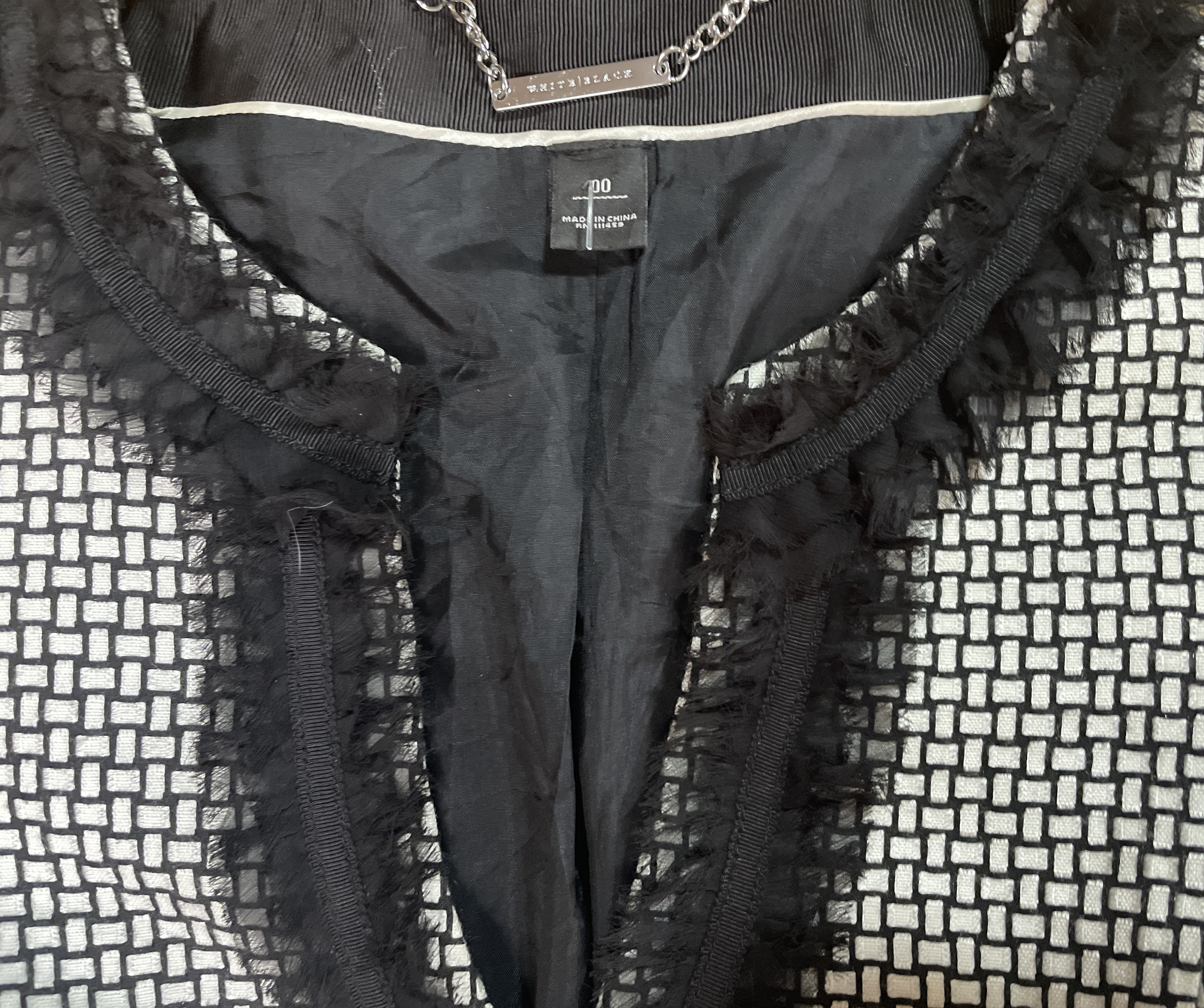 Chaqueta Tweed Flecos Chifon Pedrería WHITE HOUSE BLACK MARKET (XS) 7