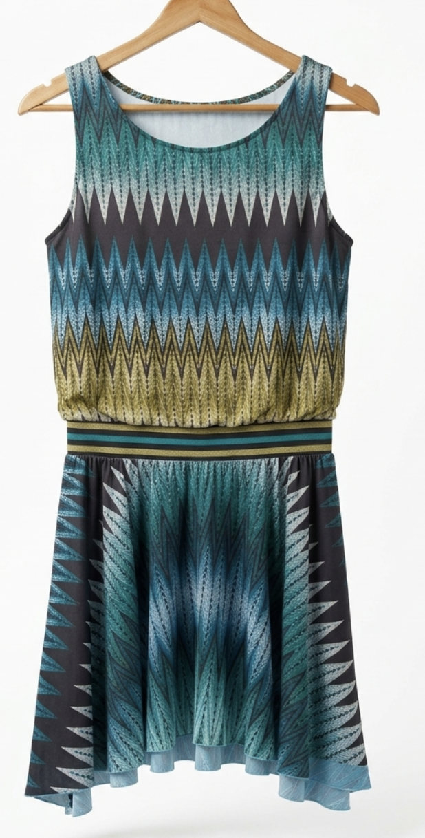 Vestido Playero Chevron MISS ROSA MADE IN ITALY (S) NUEVO CON ETIQUETAS 3