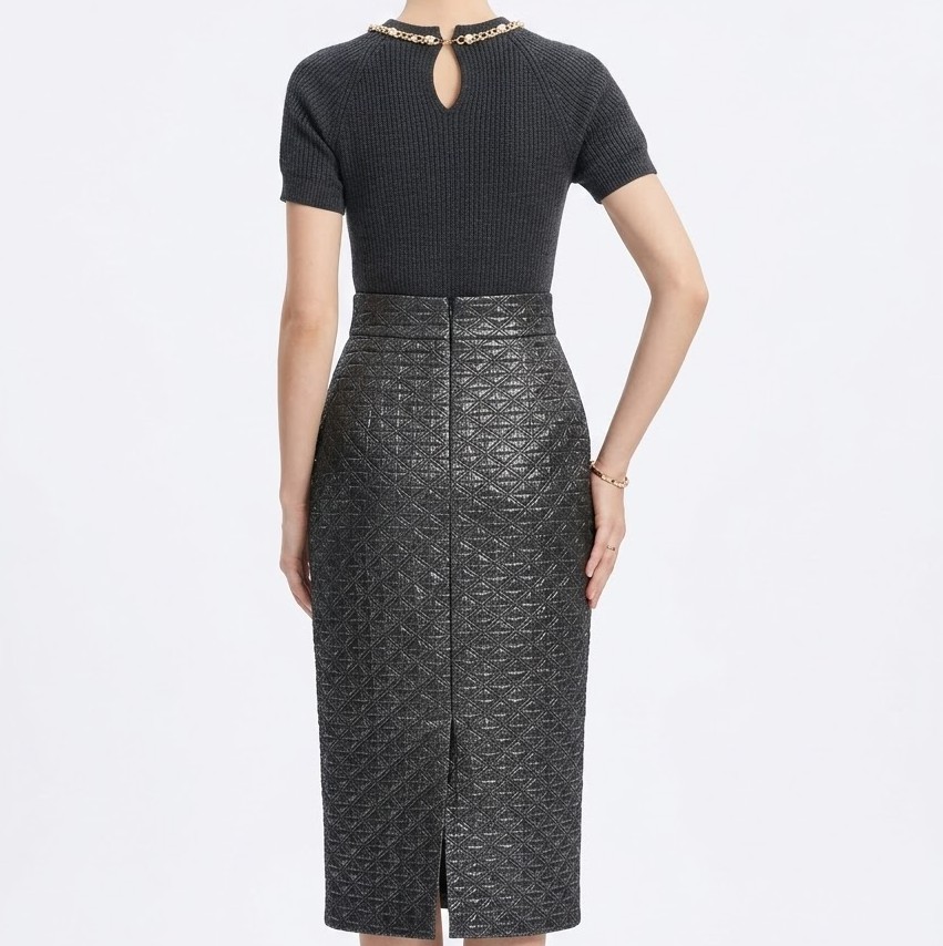Vestido Midi Combinado Tejido y Falda Acolchada JYC (XS-S) NUEVO 2