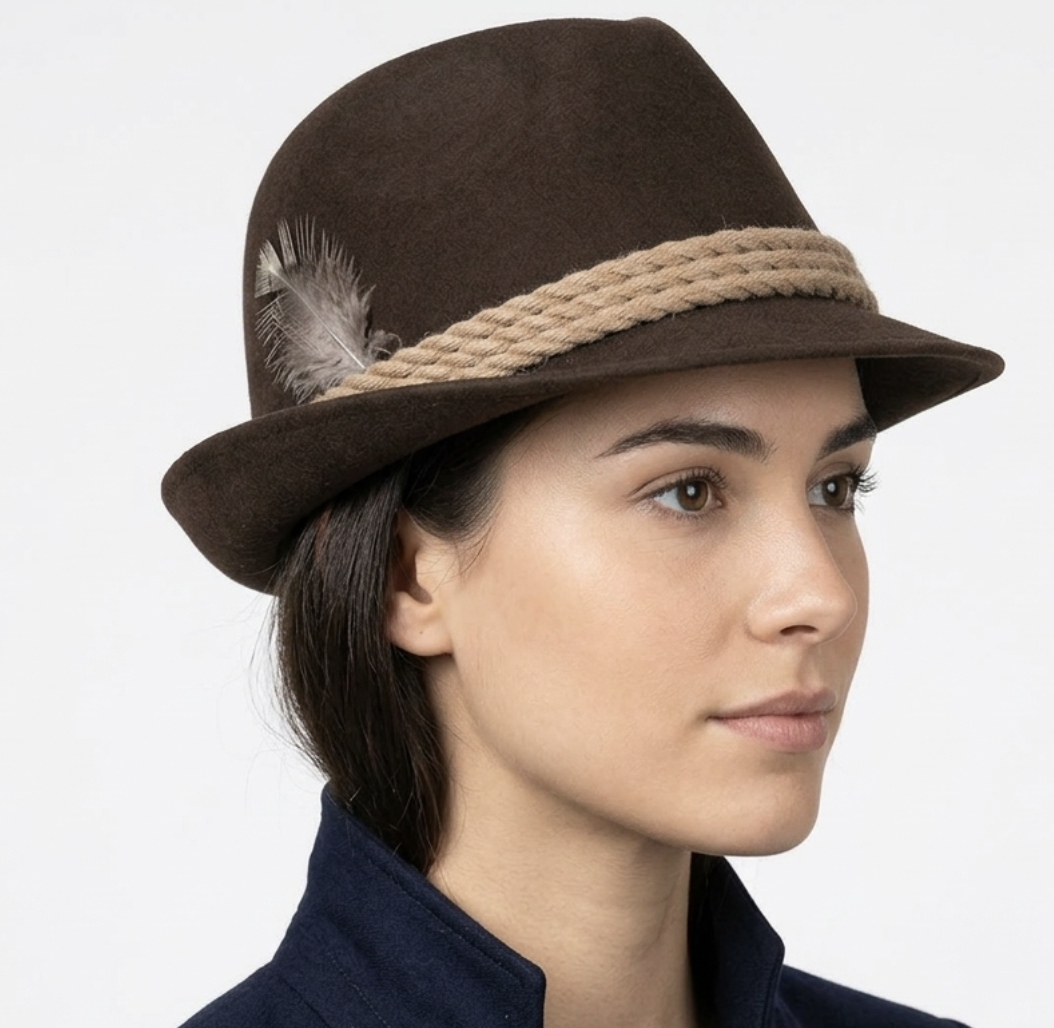 Sombrero Tradicional Alpino Cordón Pluma Vintage 70's OTTO GLÖCKNER (S/M) UNISEX 1