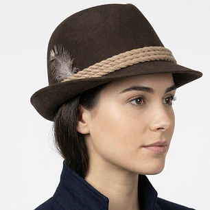 Sombrero Tradicional Alpino Cordón Pluma Vintage 70's OTTO GLÖCKNER (S/M) UNISEX