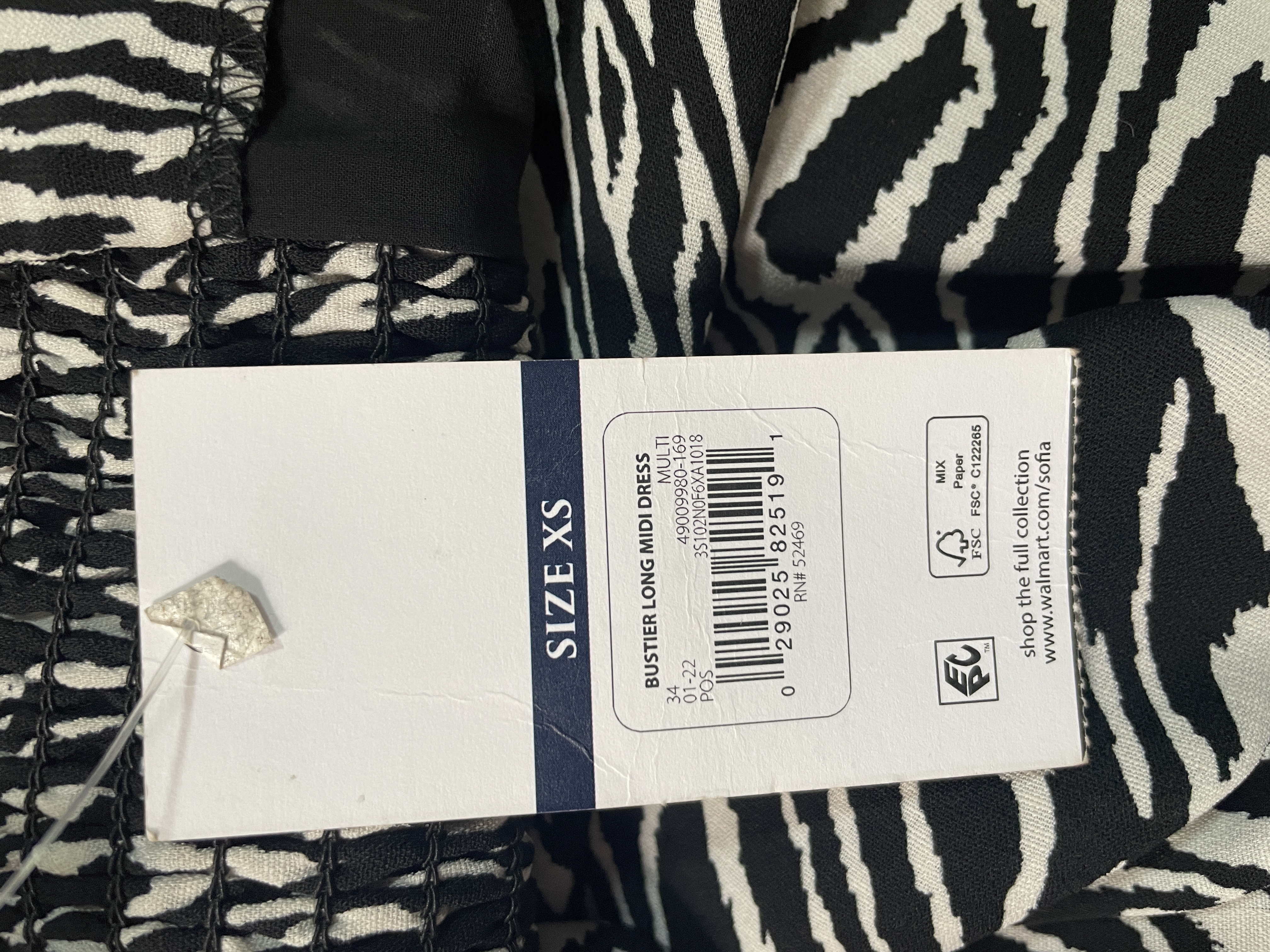 Vestido Largo Convertible Shoulder Bustier Zebra Print SOFÍA VERGARA (XS) NUEVO CON ETIQUETAS 4