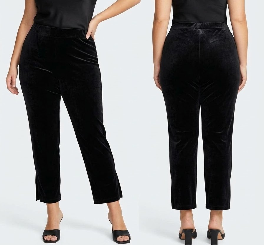 Pantalón Recto de Terciopelo Negro con Cierres TALBOTS (XL-48/50) SHOWROOM 1