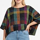 Crop Top Kimono Firefly Check 100% Algodón Hilado a Mano RUJUTA SHETH NEW YORK (XL-XXL) SHOWROOM - thumbnail 2