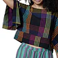 Crop Top Kimono Firefly Check 100% Algodón Hilado a Mano RUJUTA SHETH NEW YORK (XL-XXL) SHOWROOM - thumbnail 1