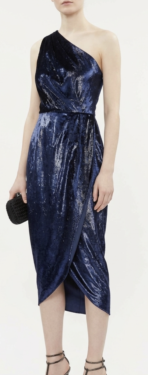 Vestido Midi Terciopelo Metalizado Abinaa TED BAKER LONDON (XS-S)  1