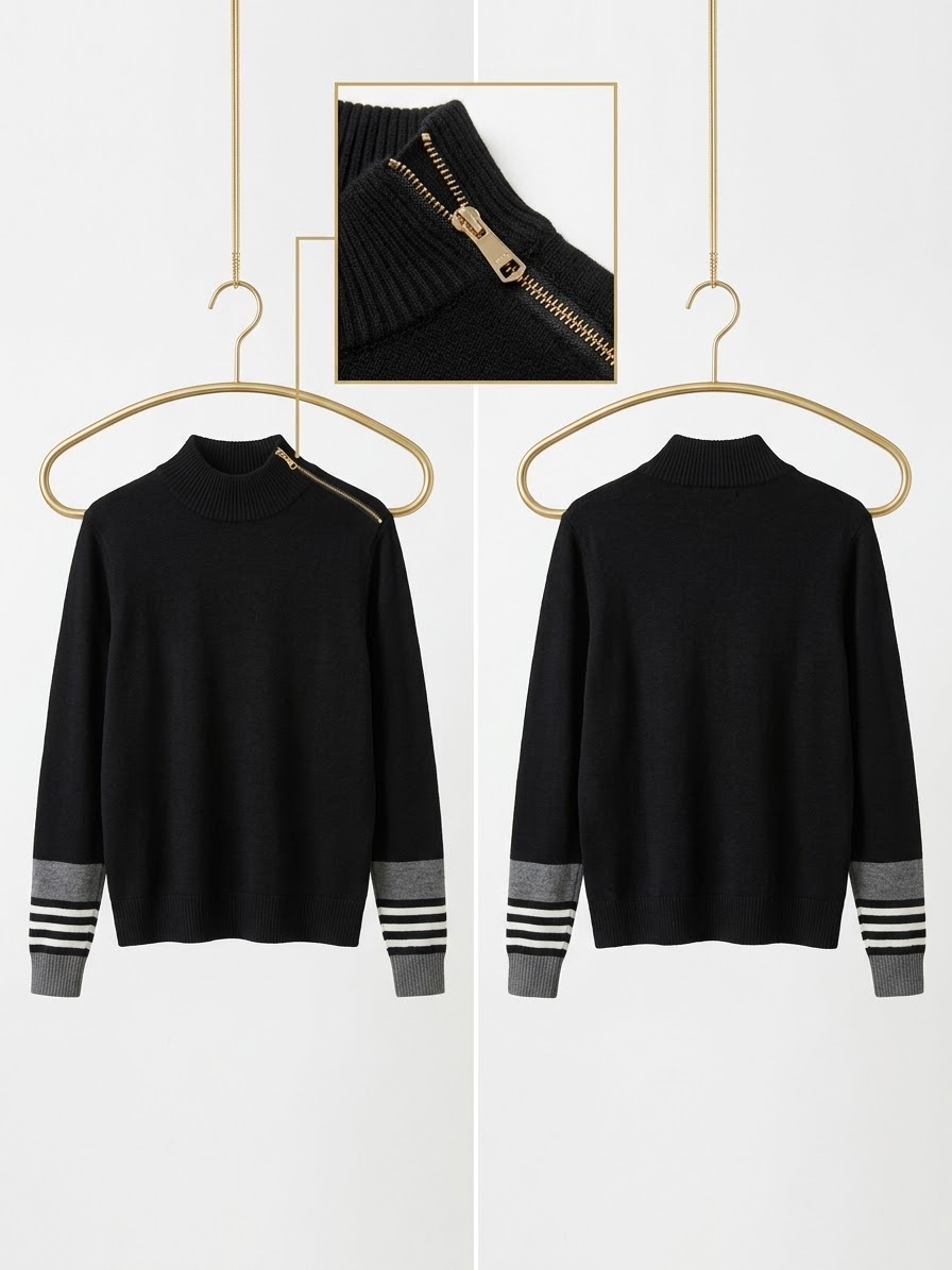 Sweater con Cierre en Hombro y Puños Deportivos KARL LAGERFELD PARIS (XL) NUEVO 2