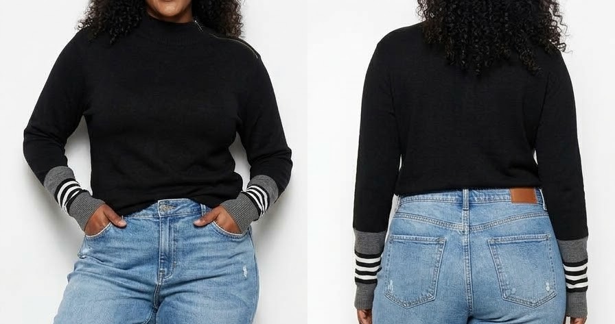 Sweater con Cierre en Hombro y Puños Deportivos KARL LAGERFELD PARIS (XL) NUEVO 3