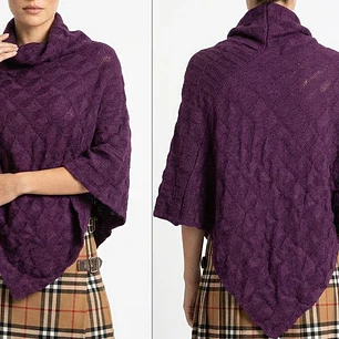 Poncho Asimétrico de Punto Texturizado con Cuello Alto (TALLA UNICA) SHOWROOM