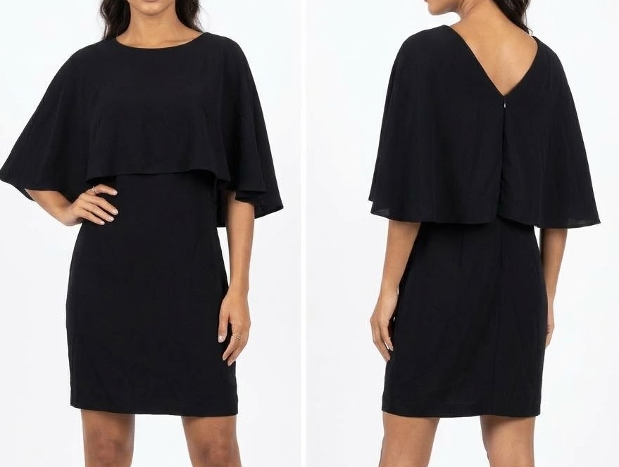 Vestido Negro Maternal con Capa Superior Estilo Capelán BLOOMING MARVELLOUS (M) NUEVO CON ETIQUETAS 1