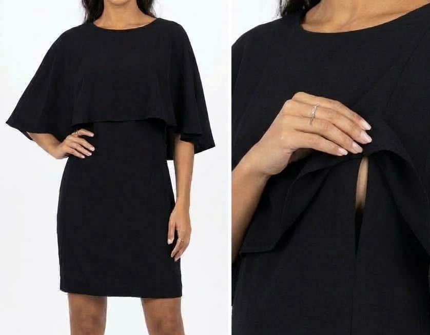 Vestido Negro Maternal con Capa Superior Estilo Capelán BLOOMING MARVELLOUS (M) NUEVO CON ETIQUETAS 2