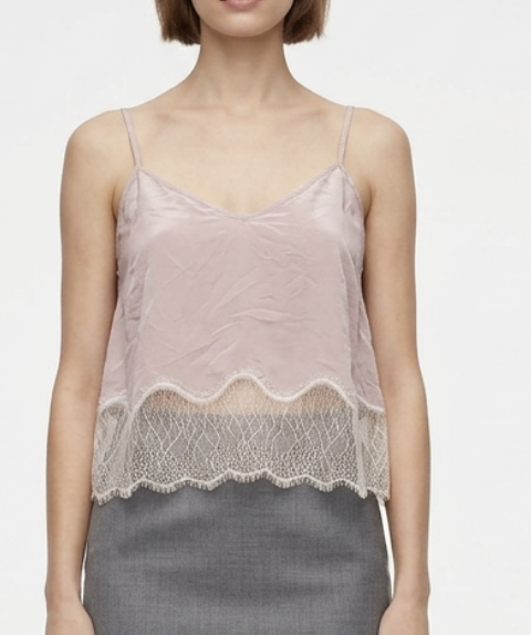 Top Lencero 100% Seda Dusty Pink Encaje WILFRED BY ARITZIA (XS-S) SHOWROOM 1