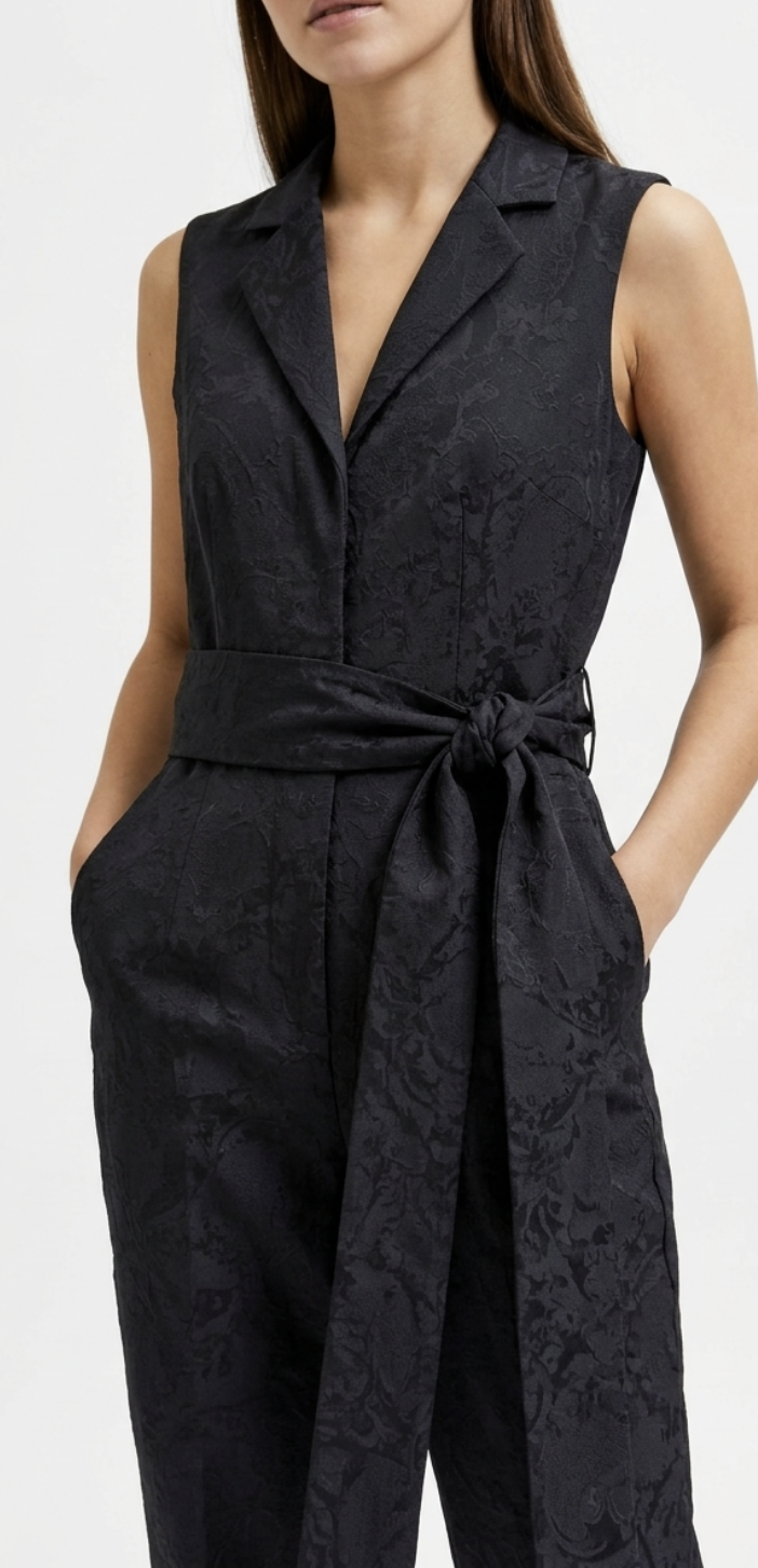 Enterito Tuxedo Cropped Jacquard Brocado Lazo SELECTED FEMME (XS) NUEVO CON ETIQUETAS 1