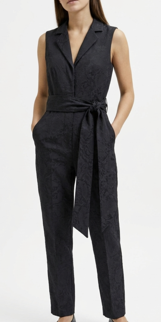 Enterito Tuxedo Cropped Jacquard Brocado Lazo SELECTED FEMME (XS) NUEVO CON ETIQUETAS 2