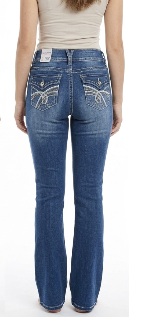 Jeans Bootcut Diseño Marca Curvas WALLFLOWER (S) NUEVO CON ETIQUETAS 1