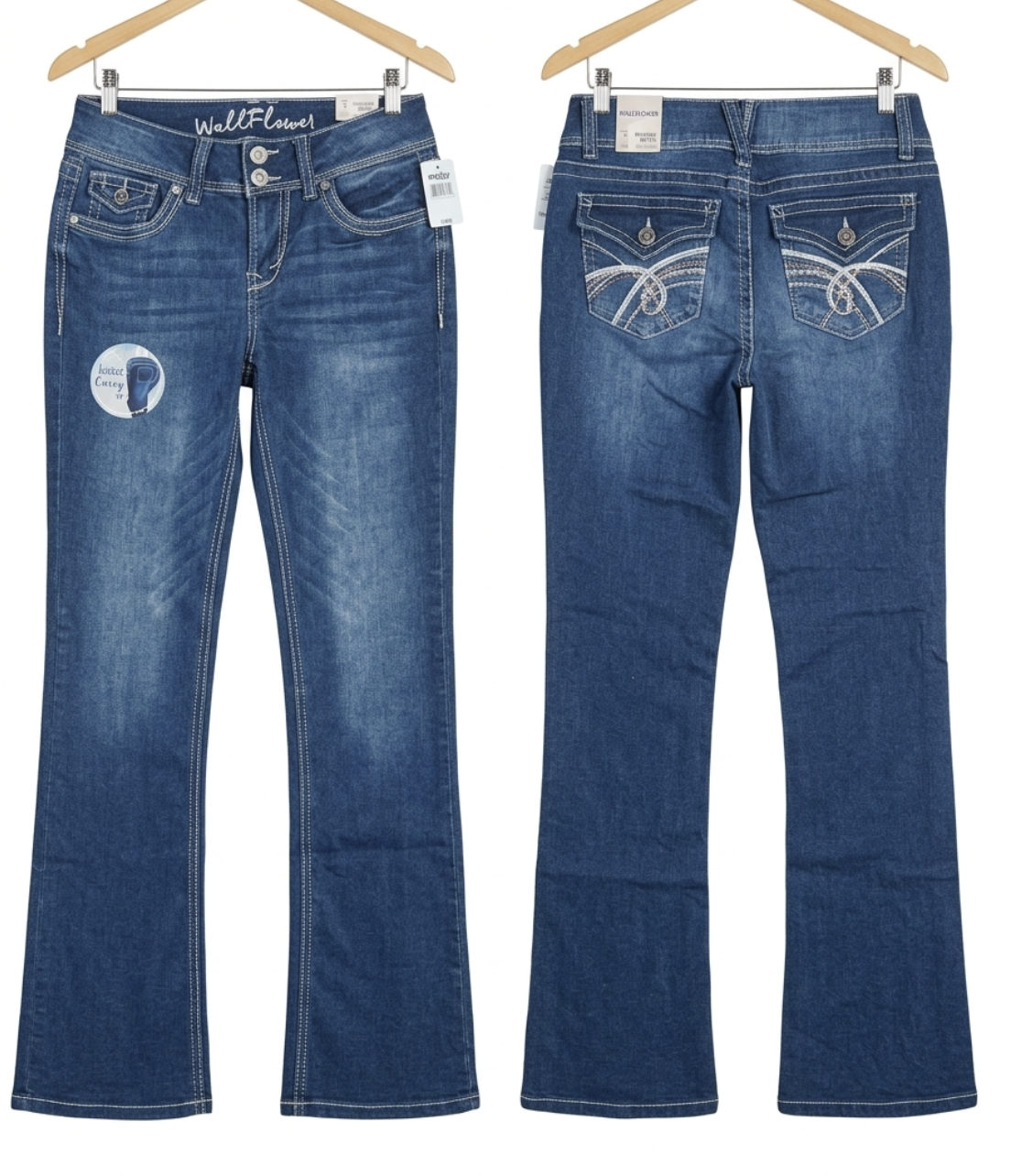 Jeans Bootcut Diseño Marca Curvas WALLFLOWER (S) NUEVO CON ETIQUETAS 3