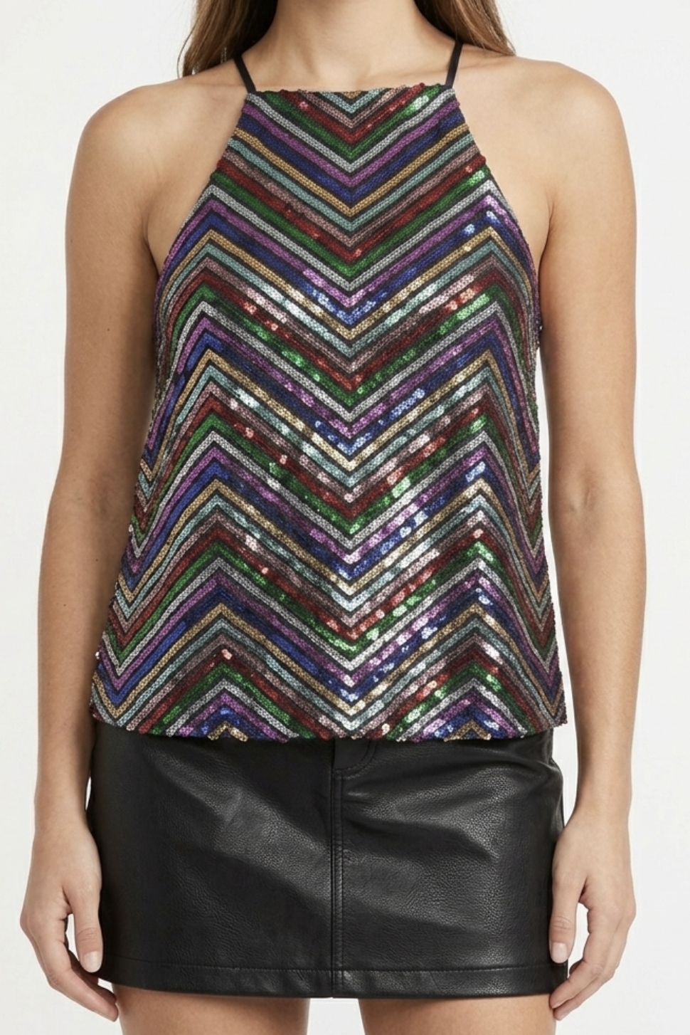 Top Lencero Fiesta Lentejuelas AMANDA UPRICHARD (S-M) NUEVO 1