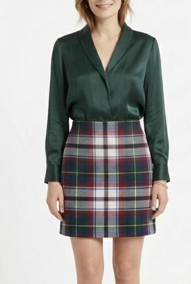 Falda Escosesa Weir Modern Tartan 60% Lana Años 90's J.CREW (M)  TRUE VINTAGE  1