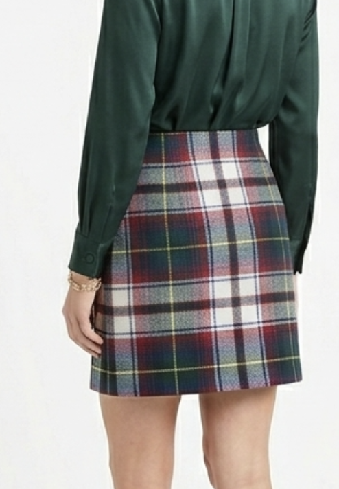 Falda Escosesa Weir Modern Tartan 60% Lana Años 90's J.CREW (M)  TRUE VINTAGE  5
