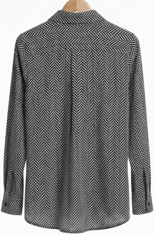 Blusa Manga Larga Zig Zag Chevrón Wrinkle Free CHICO'S (S) SHOWROOM  7