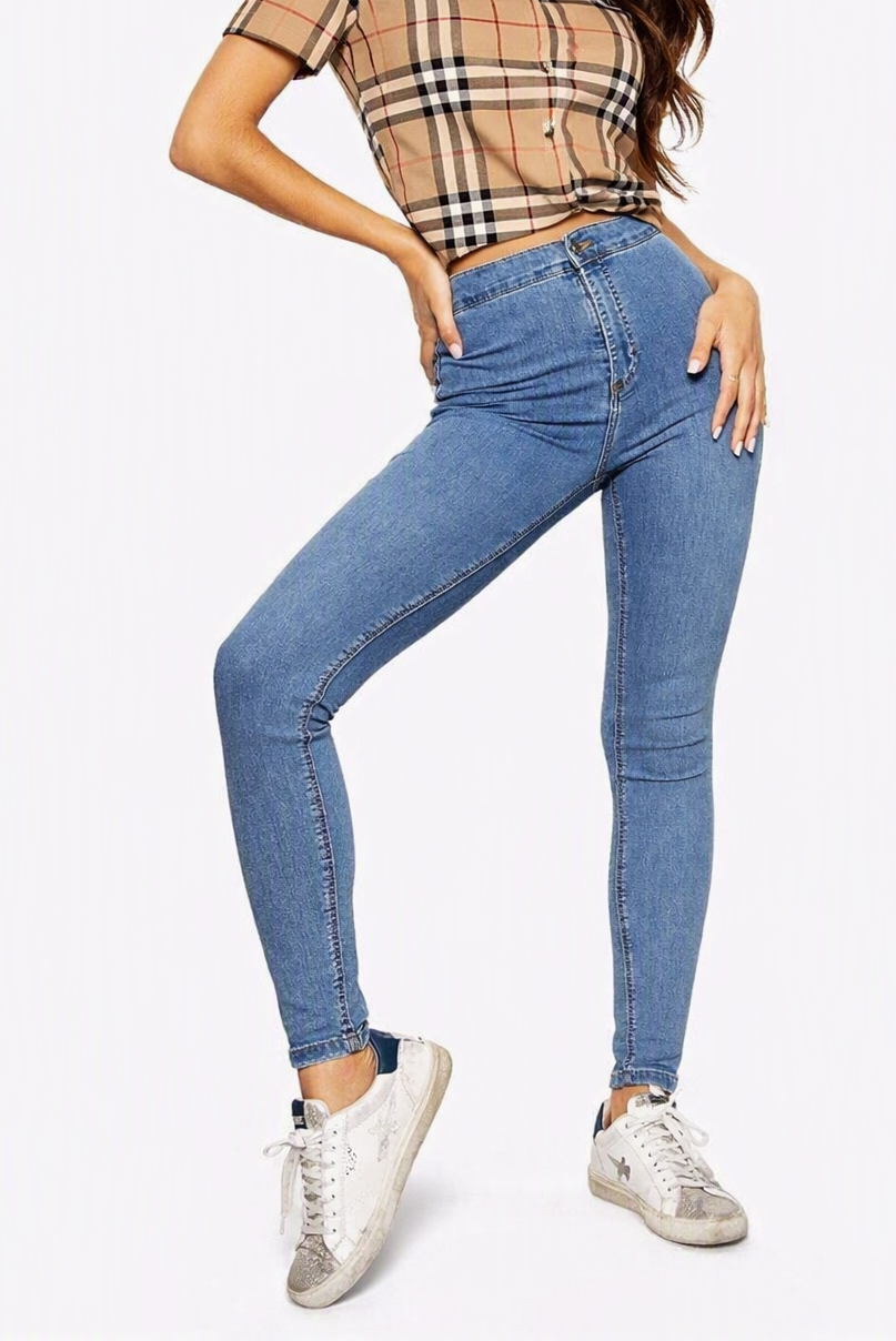 Jeans Modelo Joni Skinny Tiro Alto Azul Claro TOPSHOP (XS-XXS) NUEVO CON ETIQUETAS 1