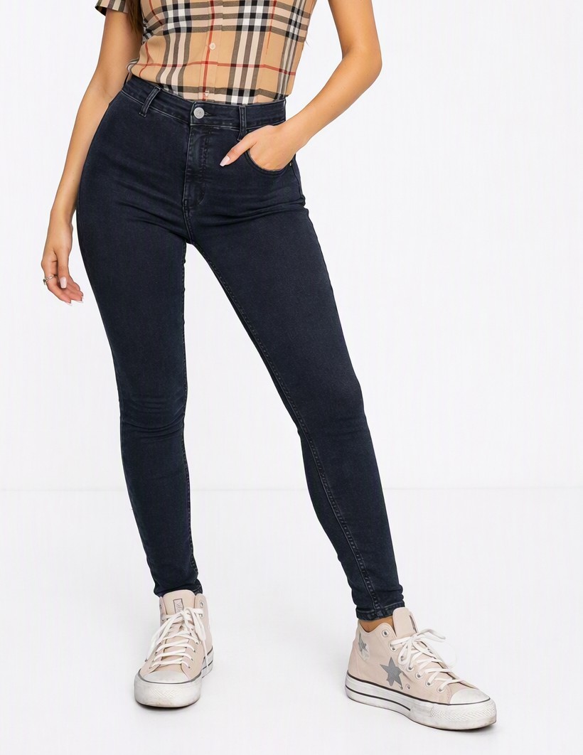 Skinny Jeans Modelo Joni Azul Ennegrecido Con Pasadores TOPSHOP (S-36) NUEVO  1