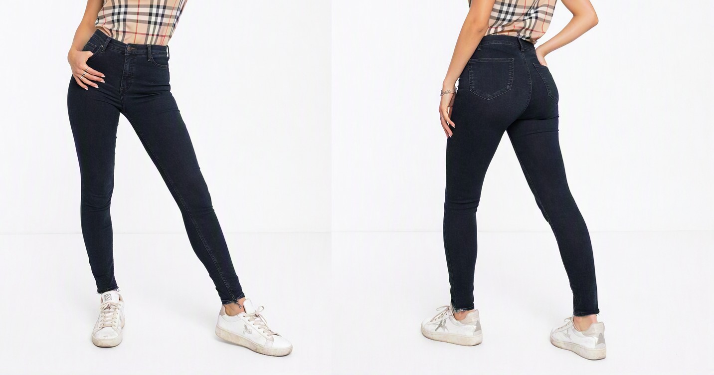 Skinny Jeans Modelo Joni Azul Ennegrecido Con Pasadores TOPSHOP (S-36) NUEVO  3