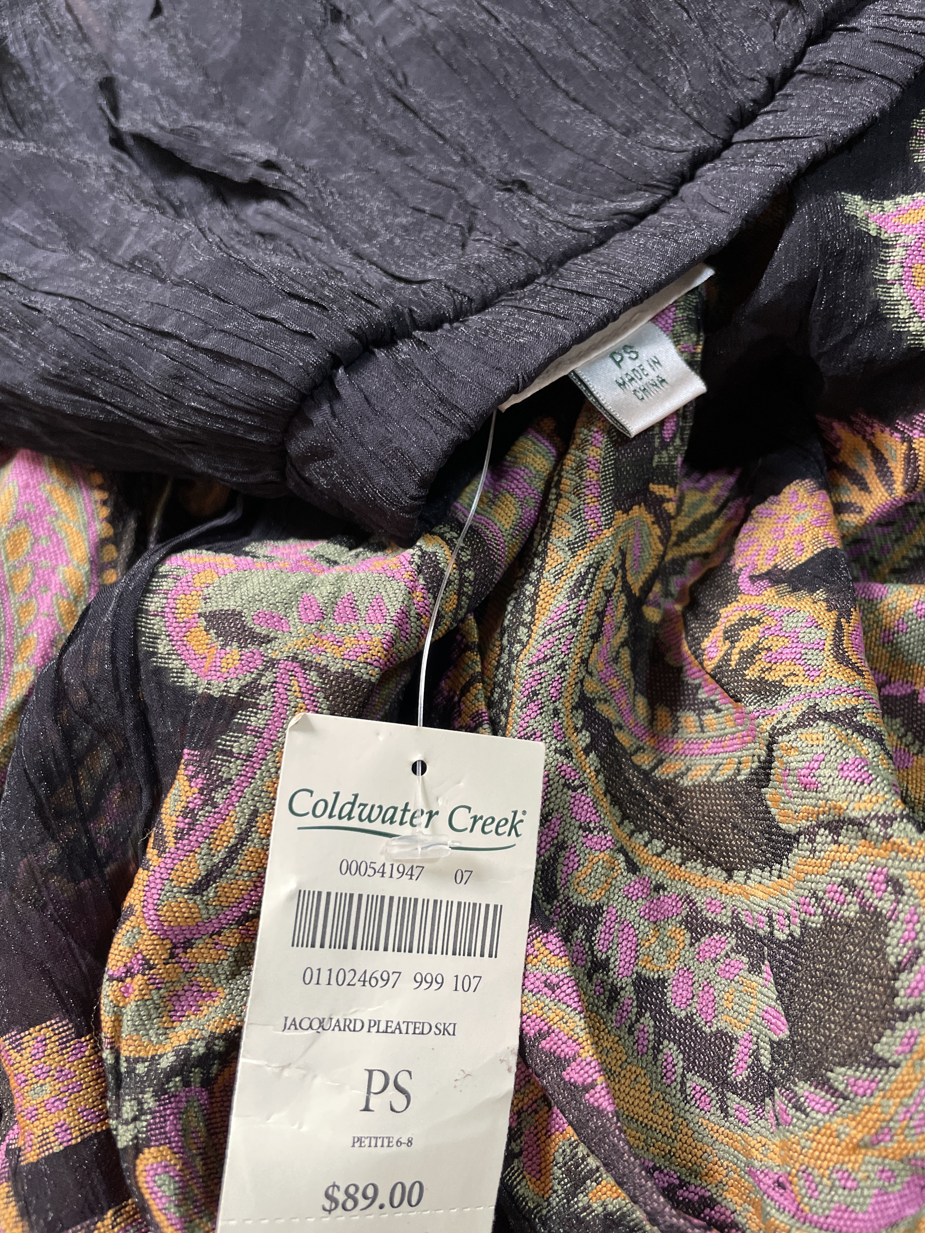 Falda Plisada larga Paisley Organza Crinkle COLDWATER CREEK (S) NUEVO CON ETIQUETAS 5
