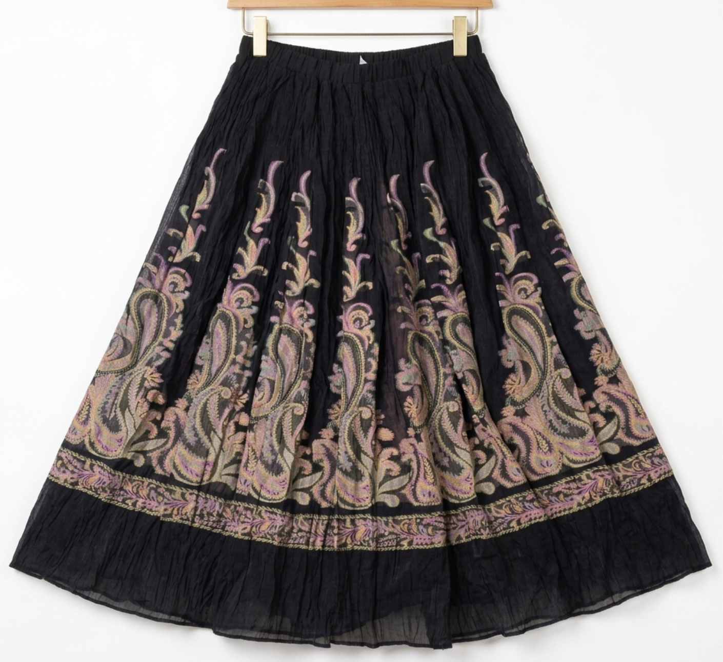 Falda Plisada larga Paisley Organza Crinkle COLDWATER CREEK (S) NUEVO CON ETIQUETAS 6
