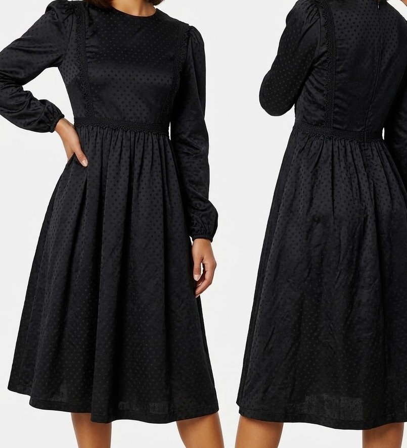 Vestido Midi Negro Encaje Gothic Romantic SLICE (S) NUEVO CON ETIQUETAS 2