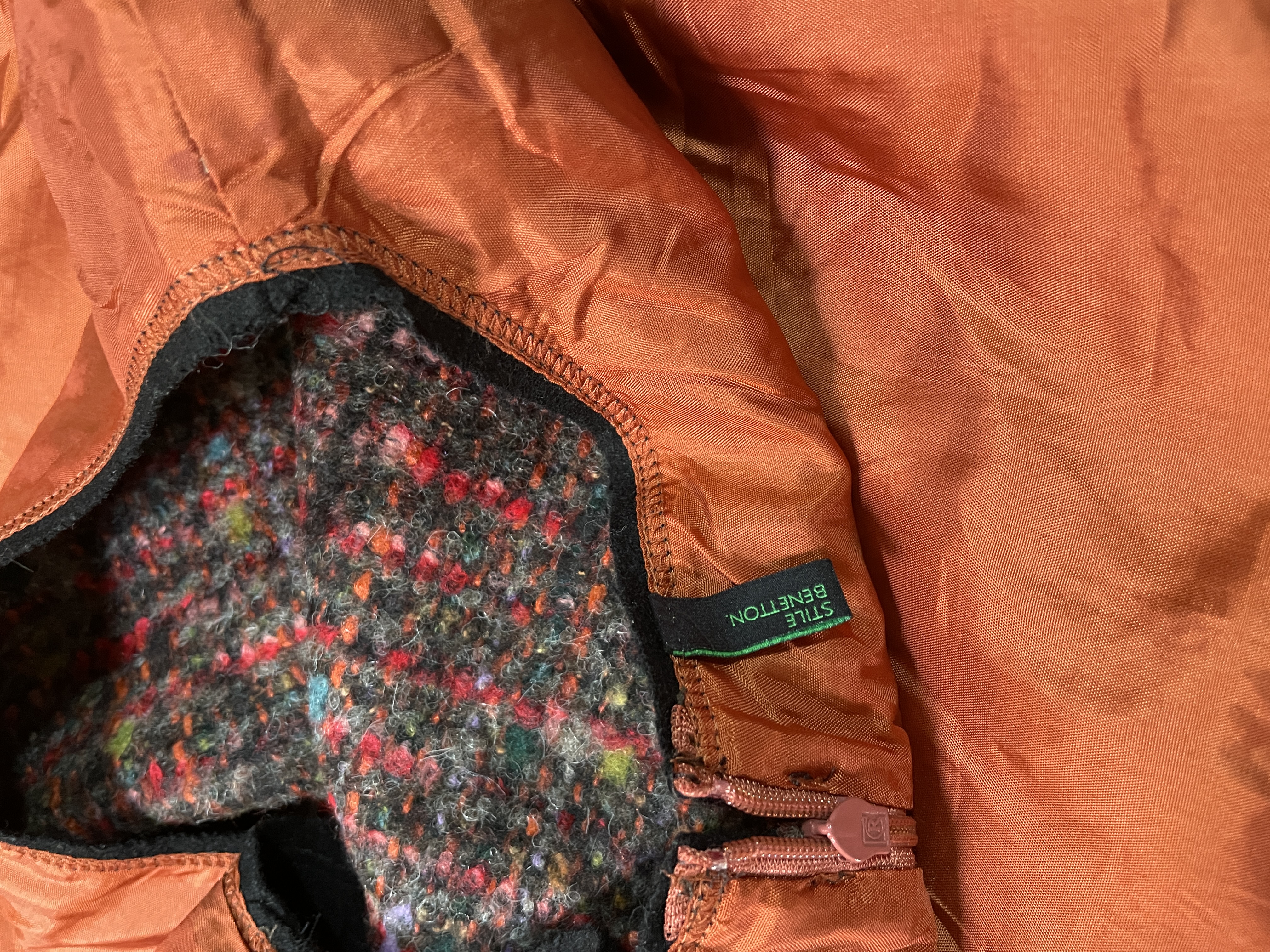 Vestido Sin Mangas Tweed Multicolor Lana seda Alpaca BENETTON (L) 3
