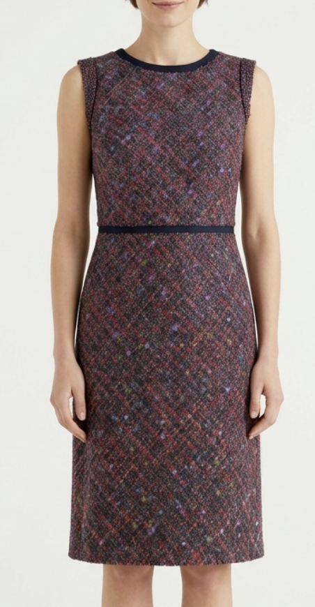 Vestido Sin Mangas Tweed Multicolor Lana seda Alpaca BENETTON (L) 1