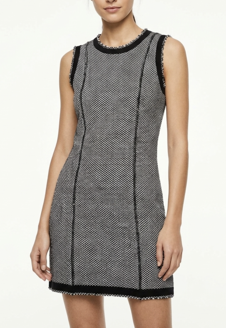 Vestido Sin Mangas Tweed Bouclé Flecos SISLEY (S) 1