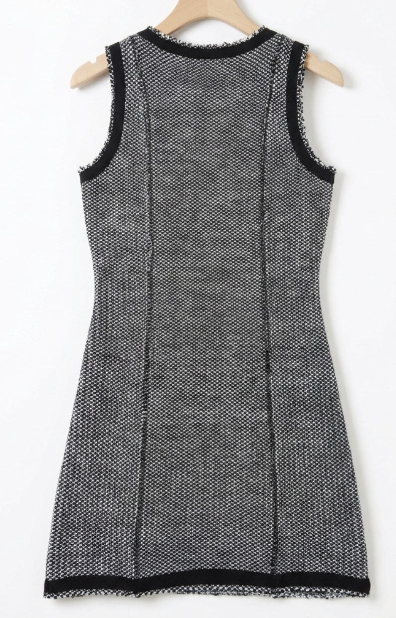 Vestido Sin Mangas Tweed Bouclé Flecos SISLEY (S) 4