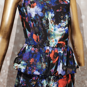 Vestido Diseño Peplum Estampado H&M (S) NUEVO