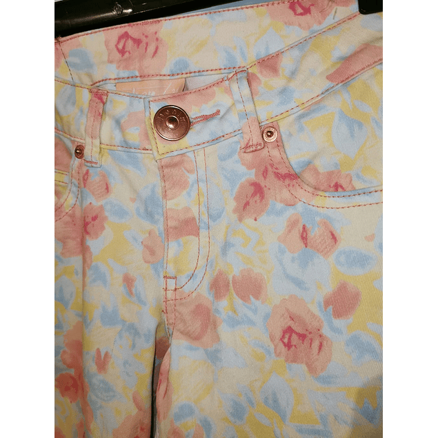 Jeans Estampado Floral Skinny OKAY (XS) NUEVO