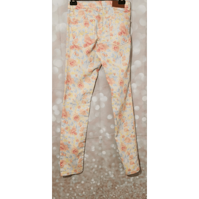 Jeans Estampado Floral Skinny OKAY (XS) NUEVO