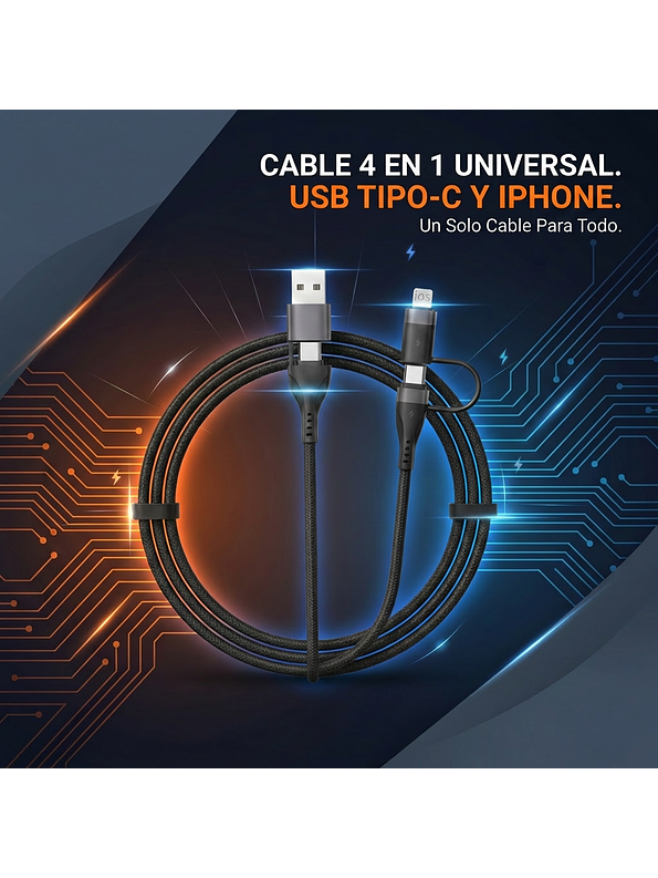 Cable Universal 4 En 1 USB Tipo-C Y Iphone 1