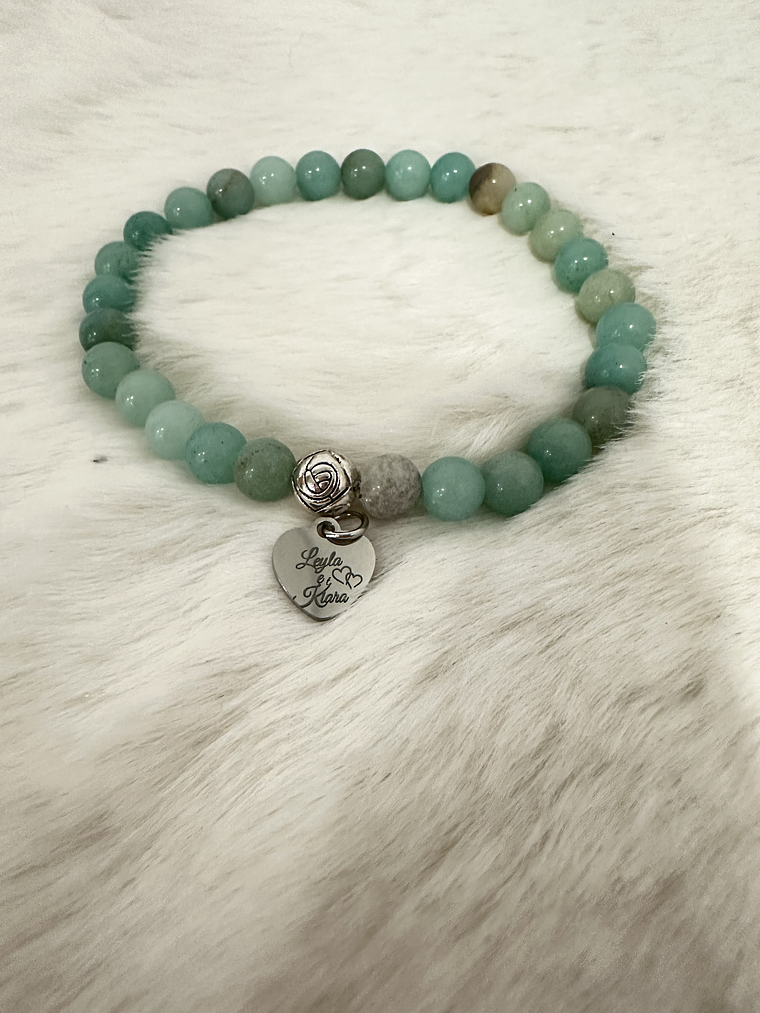 Pulseira de Cristais Naturais com Medalha Personalizada 12