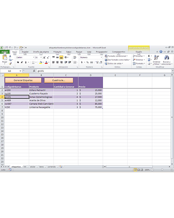 Generando e Imprimiendo Etiquetas Adhesivas con Excel usando Macros